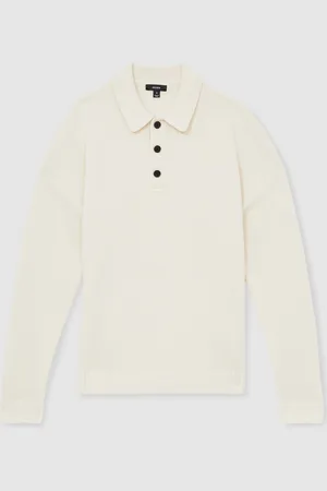 Reiss Jacob Wool Blend Long Sleeve Polo Shirt L
