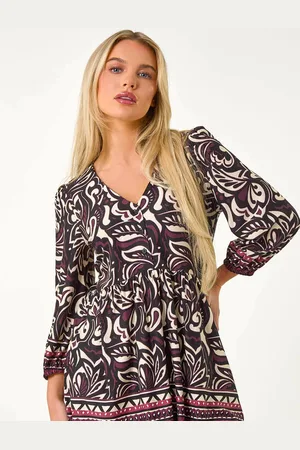 Roman Red Petite Floral V-Neck Tunic AU 12