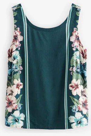 Next Teal Green Shell Vest Top With Linen AU 10 Petite