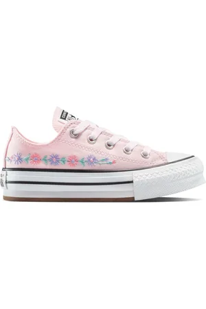 Converse Pink Chuck Taylor Floral Print Embroidered EVA Lift Ox Trainers uk13eu32