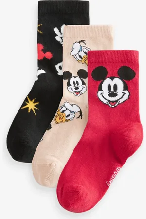 Next Mickey Mouse Red/White/Black Cotton Rich License Socks 3 Pack 9-12 Jnr