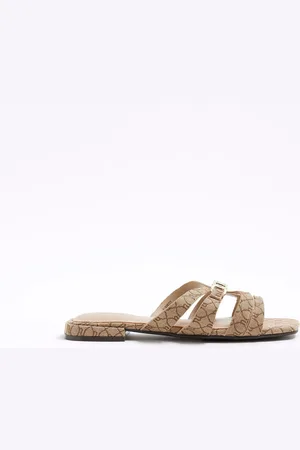 River Island Beige Strappy Flat Mules AU 10 (EU 41)