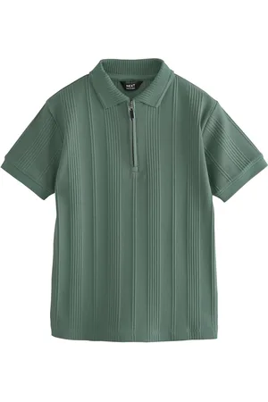 Next Textured Short Sleeve Quarter Zip Polo Shirt (3-16yrs) 11 Years (146cm)