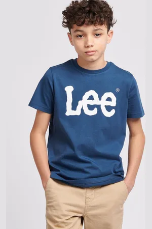 Lee Navy Blue Boys Wobbly Graphic Print 100% Cotton T-Shirt 15