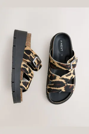 Next Leopard Print Forever Comfort Leather Strap Buckle Detail Sandals AU 7 (EU 38)