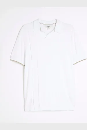 River Island Asymmetric Open Collar Polo Shirt L