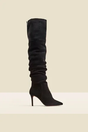 Sosandar Black Suede Slouch Stiletto Heel Over The Knee High Boot AU 9 (EU 40)