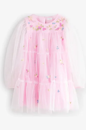 Next Long Sleeve Mesh Party Dress (3-16yrs) 14 Years (164cm)