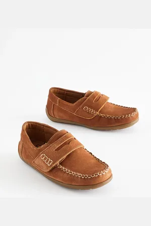 Next Wide Fit (G) Leather Penny Loafers with Touch and Close Fastening AU 11 (EU 29)