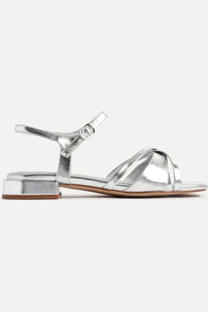 Linzi Silver Zenna Strappy Mini Heeled Sandals AU 7 (EU 38)