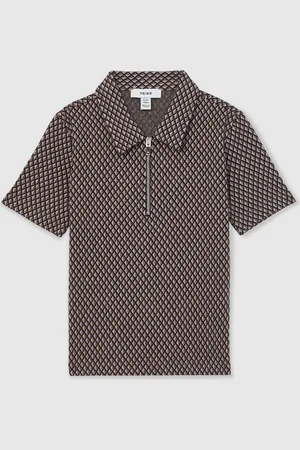 Reiss Baines 9-13 yrs Geometric Jacquard Polo Shirt 9