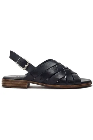 Moda In Pelle Sh Ionia Cross Strap Flat Leather Black Sandals AU 5 (EU 36)