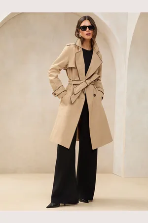 Lipsy London Brown Petite Belted Contrast Piping Trench Coat AU 18