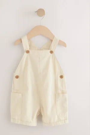 Next Ecru Linen Blend Dungarees (3mths-7yrs) 4