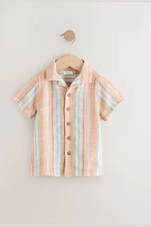 Next Short Sleeves Textured Stripe Shirt (3mths-7yrs) 2