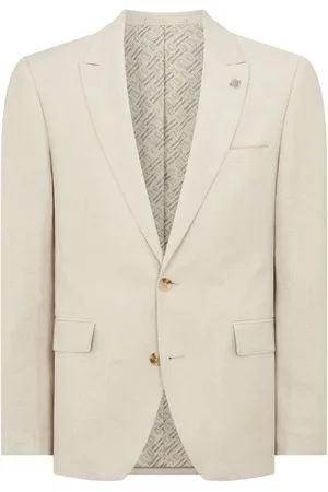 Remus Cream Tapered Fit Linen-Blend Suit Jacket 46