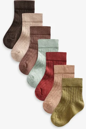 Next Mixed Muted 7 Pack Baby Socks (0mths-2yrs) Upto 3 Months (50