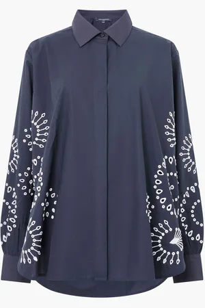 French Connection Cambria 100% Cotton Embroidered Top XL