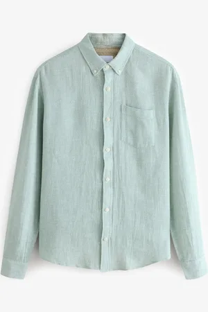 Next Standard Collar Cotton Linen Blend Long Sleeve Shirt 3XL