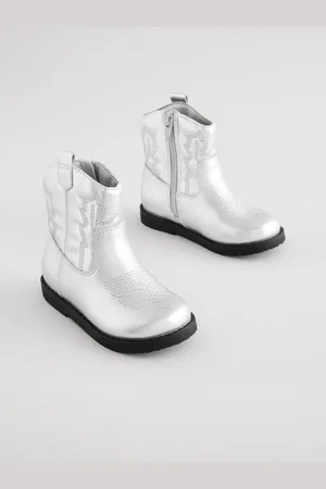 Next Silver Metallic Western Boots AU 11 (EU 29)