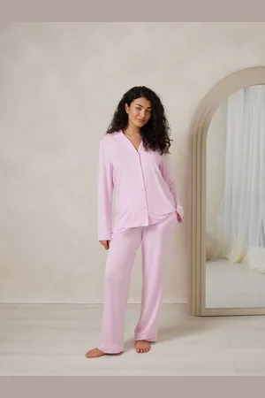 Chelsea Peers Pink TENCEL Modal Long Button Up Pyjamas Set AU 14