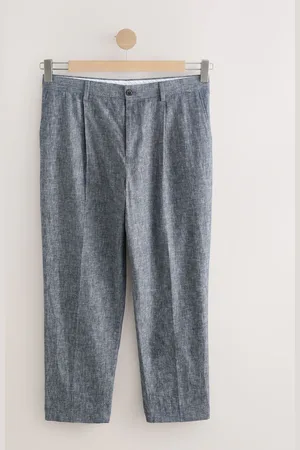 Next Blue Slim Fit Linen Blend Suit Trousers 34s