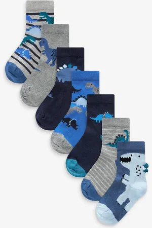 Next Blue Dino Cotton Rich Socks 7 Pack 9-12 Jnr