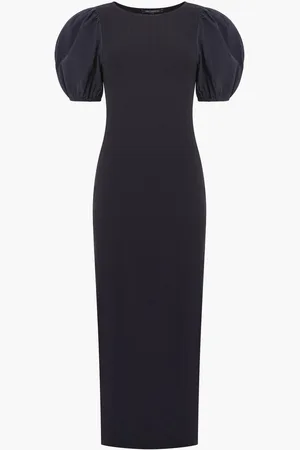 French Connection Sasia Rib Puff Midi Dress M