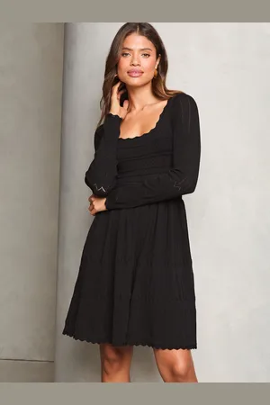 Lipsy London Long Sleeve Stitch Detail Lantern Knitted Dress AU 10
