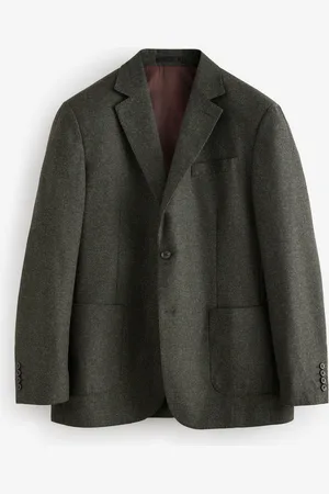 Next Khaki Green Signature Nova Fides Wool Rich Textured Blazer 42 S