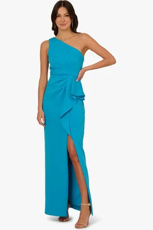 Adrianna Papell One Shoulder Scuba Gown AU 8