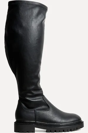 Linzi Black Briody Wide Fit PU Stretch High Leg Boots AU 7 (EU 38)