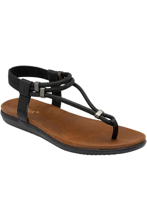 Lotus Black Low Wedges Toe Thong Sandals AU 9 (EU 41)