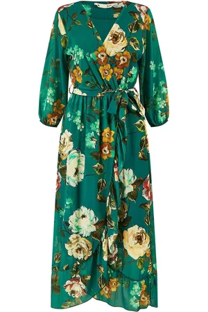 Yumi Watercolour Dip Hem Midi Wrap Dress AU 16