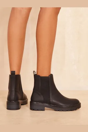 Friends Like These Black Regular Fit Flat Chunky Casual Faux Leather Chelsea Boot AU 7 (EU 38)