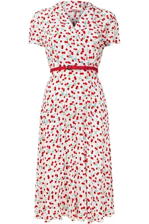 Joe Browns Petite Cherry Print Tie Waist Midi Dress AU 16 Petite