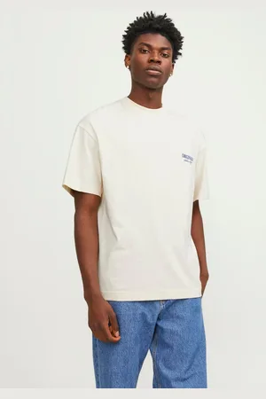 JACK & JONES White Back Print 100% Cotton T-Shirt medium