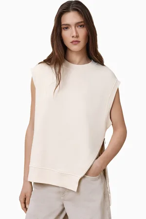 AllSaints AllSaints White Nila Zip 100% Organic Cotton Sweatshirt M