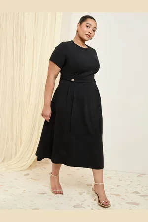 Friends Like These Curve Tab Detail Short Sleeve Midi Tailored Dress AU 24
