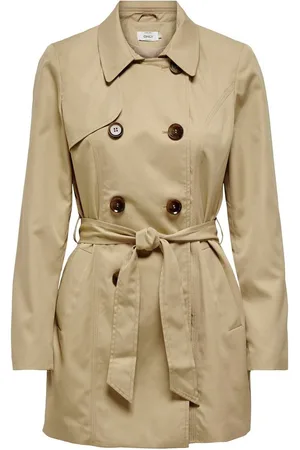 ONLY Brown Double Breasted Classic Trench Coat