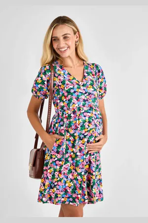 JoJo Maman Bébé Floral Button Through Maternity Jersey Dress L