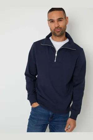 Threadbare Navy Quarter Zip Funnel Neck Sweatshirt XXL