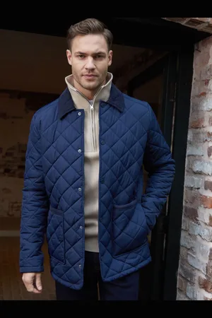 Threadbare Navy Diamond Quilted Collared Patch Pocket Jacket L
