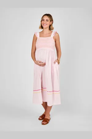 JoJo Maman Bébé Frill Sleeve Shirred Maternity Midi Dress M