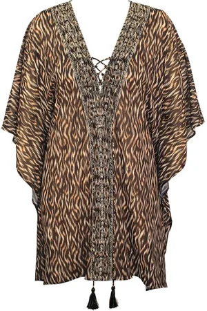 Miraclesuit Black Kaftan in Topkapi Ikat Print One