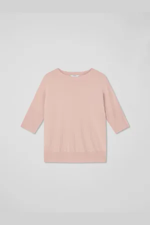 LK Bennett Pink Mara Wool Blend Knitted Drop Sleeve T-Shirt XS