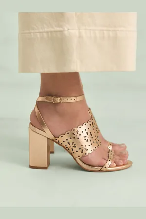 Next Tabitha Simmons x Dahlia Leather Round Toe Laser Cut Detail Block Heel Sandals eu38uk5