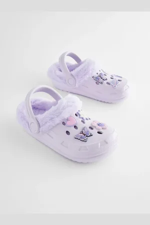 Next Purple Butterfly Faux Fur Lined Clog Slippers US 4 (UK 3)