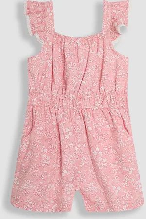 JoJo Maman Bébé Pink Ditsy Floral Ruffle Shoulder Woven Playsuit 12