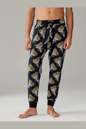 Next Black/Gold 100% Cotton Nirvana Band Graphic Pyjama Bottoms 2XL Reg